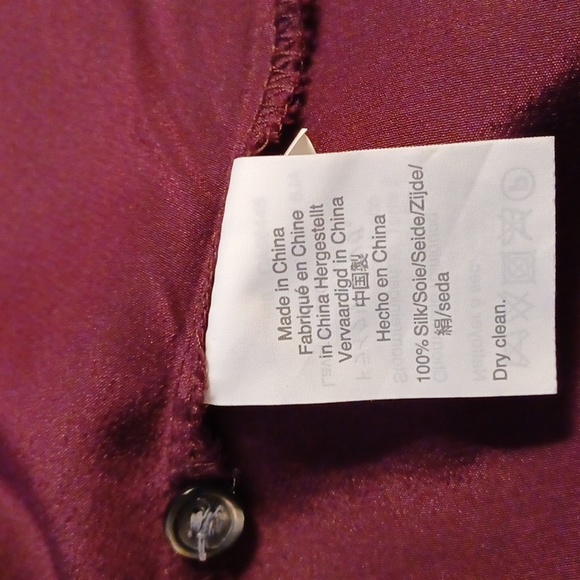 Madewell Burgundy Silk Ruffle- Hem Wrap Top With Tie. Size S - Picture 9 of 12